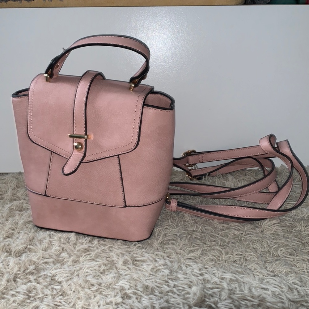 Pink Leather Mini Backpack